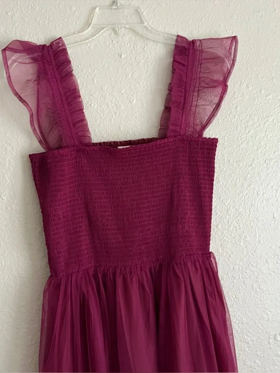 Melloday Strappy Smocked Tiered Chiffon Maxi Dress in wine - Picture 3 of 6
